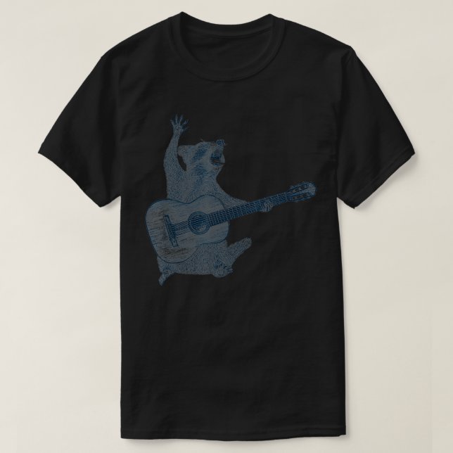 Raccoon spelar Guitar Guitar Player Raccoon Älskar T Shirt (Design framsida)