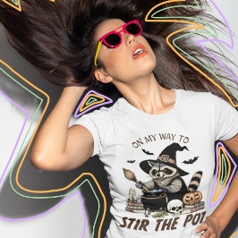 Raccoon Stir the Pot Feral Halloween T Shirt