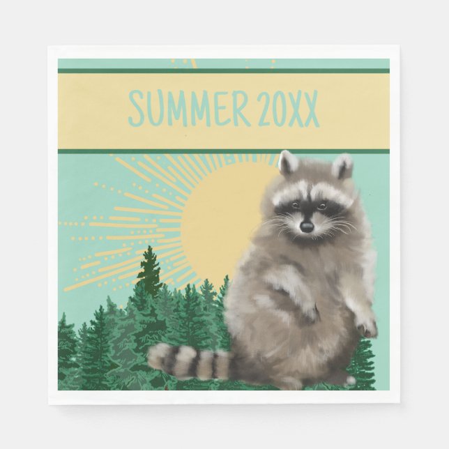 Raccoon Summer Pappersservett (Framsidan)