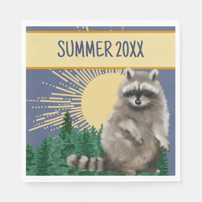 Raccoon Summer Pappersservett (Framsidan)