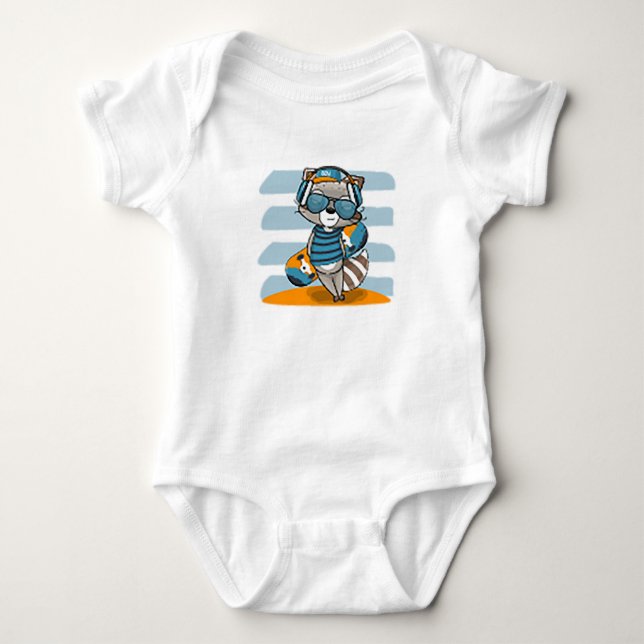 Raccoon Tecknad T Shirt (Framsida)