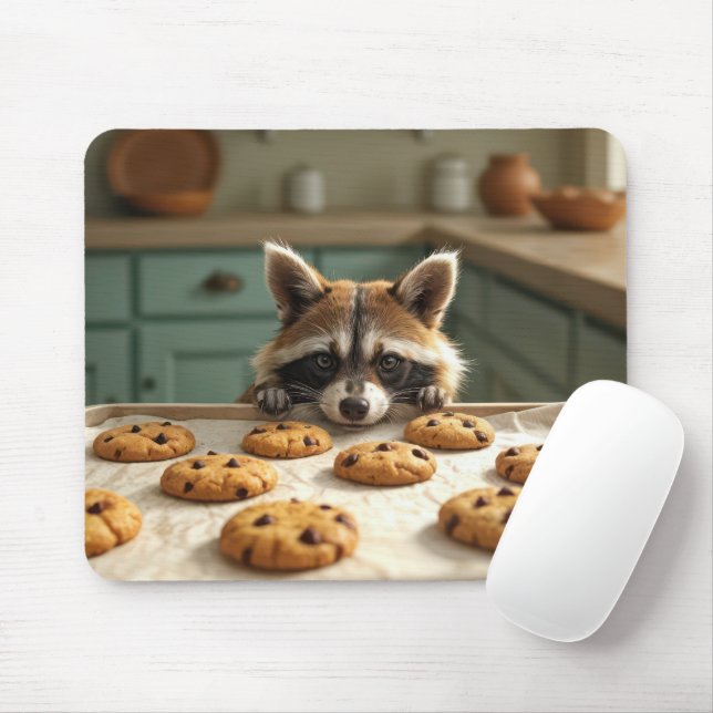 Raccoon Tittar på choklat Chip Cookies Musmatta (Med mus)