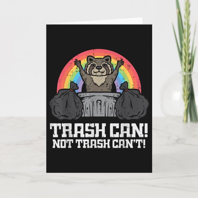 Raccoon Trash Can Not Cant Funny Street Cat Men Wo Kort (Framsida)