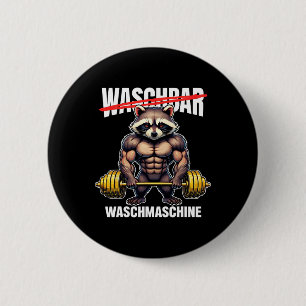 Raccoon Tvättar Maskin Bodybuilding Fitness Gym Knapp