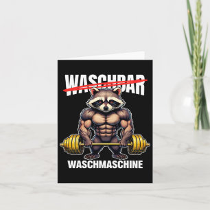 Raccoon Tvättar Maskin Bodybuilding Fitness Gym Kort