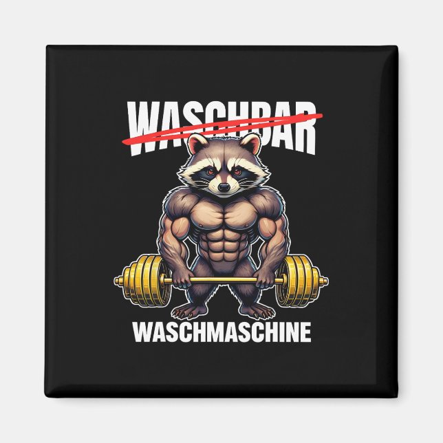 Raccoon Tvättar Maskin Bodybuilding Fitness Gym Magnet (Framsidan)