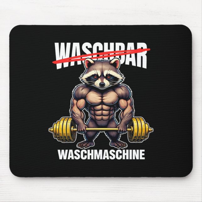 Raccoon Tvättar Maskin Bodybuilding Fitness Gym Musmatta (Framsidan)