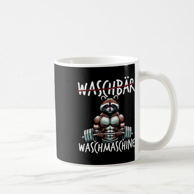 Raccoon Tvättar Maskin Raccoon Fitness Bodybuildin Kaffemugg (Höger)
