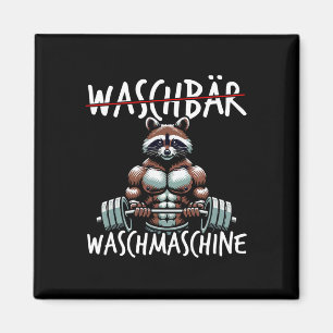 Raccoon Tvättar Maskin Raccoon Fitness Bodybuildin Magnet