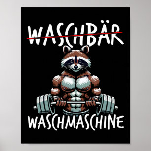Raccoon Tvättar Maskin Raccoon Fitness Bodybuildin Poster