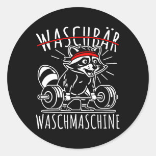 Raccoon Tvättar Maskin Raccoon Fitness Bodybuildin Runt Klistermärke