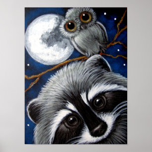 RACCOON & UGGLA VID KVÄLL Poster