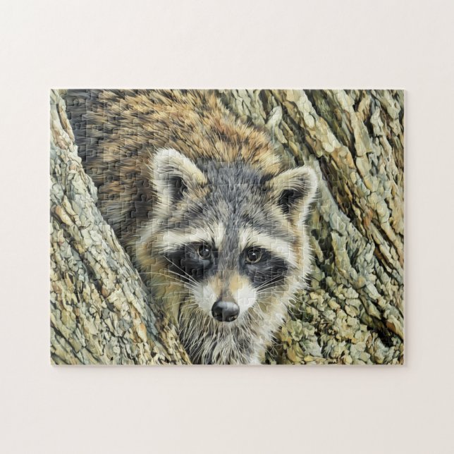 Raccoon Up Close - Puzzle Pussel (Horisontell)