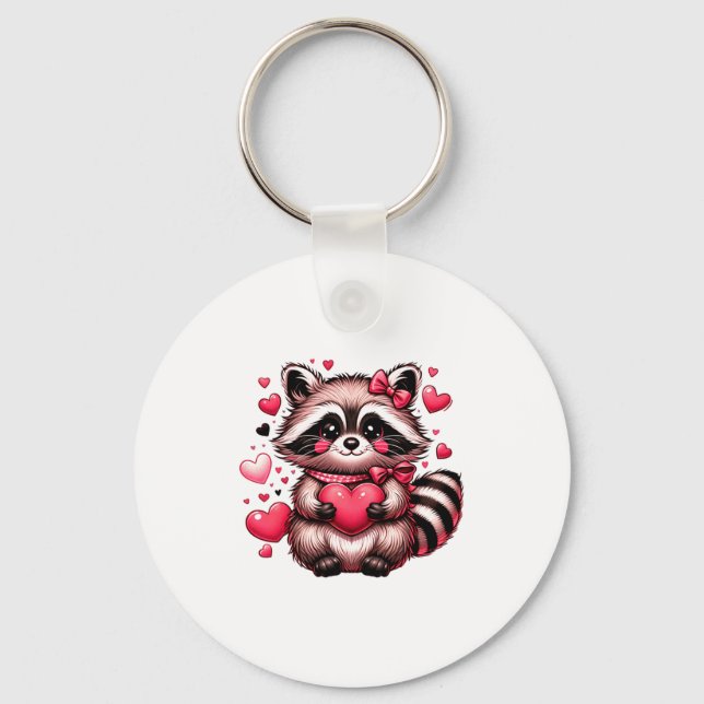 Raccoon Valentine Hearts  Nyckelring (Framsida)