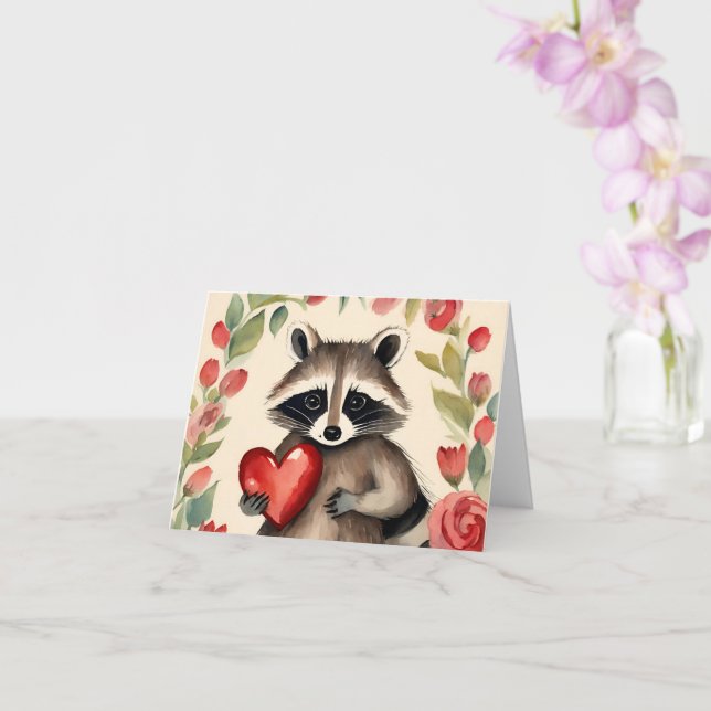 Raccoon Valentine Kort (Orkide)