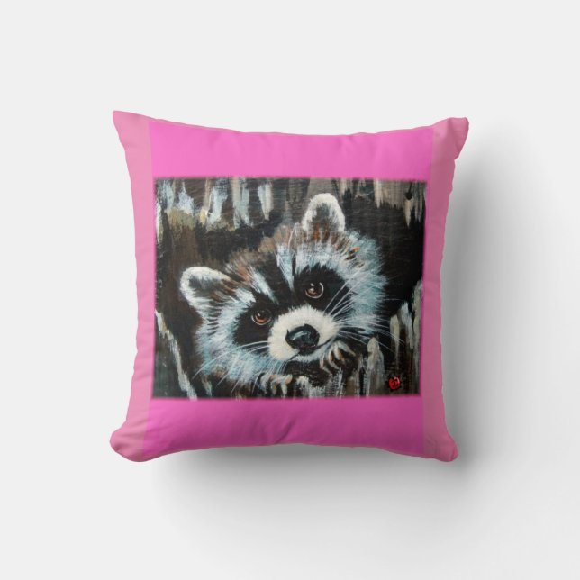 Raccoon Valentine Pillow Kudde (Framsida)