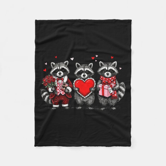 Raccoon Valentines Day Funny Feral Raccoon Love He Fleecefilt (Framsidan)