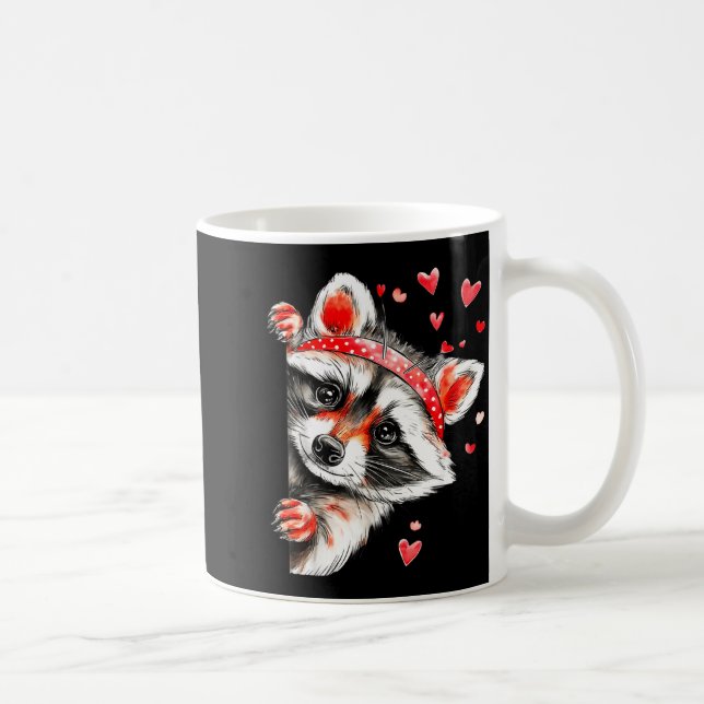 Raccoon Valentines Day Funny Feral Raccoon Love He Kaffemugg (Höger)