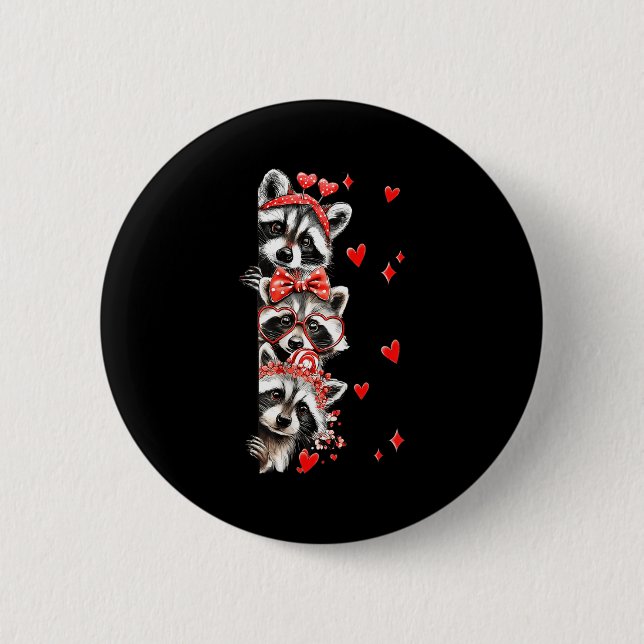 Raccoon Valentines Day Funny Feral Raccoon Love He Knapp (Framsida)