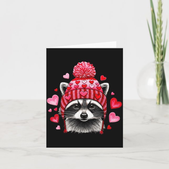 Raccoon Valentines Day Funny Feral Raccoon Love He Kort (Framsida)