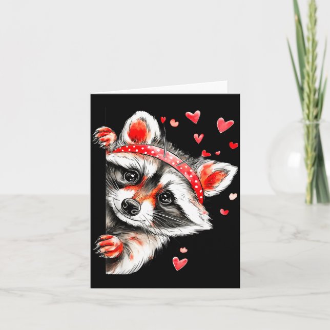 Raccoon Valentines Day Funny Feral Raccoon Love He Kort (Framsida)