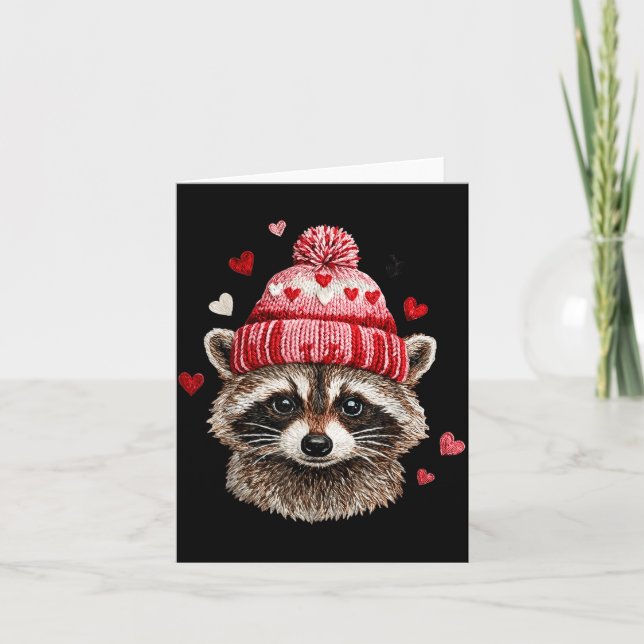 Raccoon Valentines Day Funny Feral Raccoon Love He Kort (Framsida)