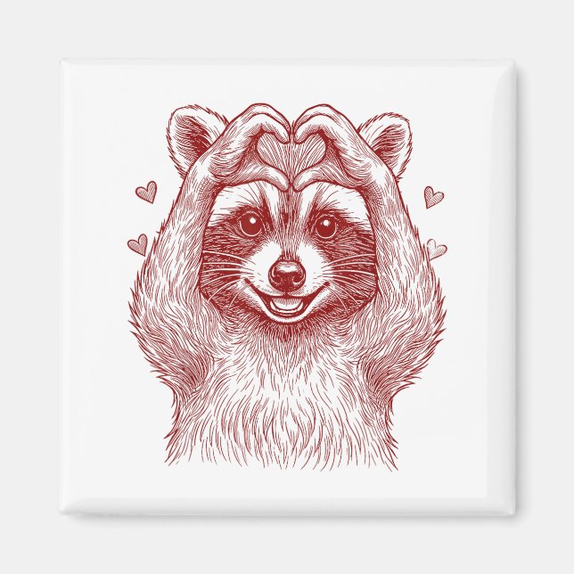 Raccoon Valentines Day Funny Feral Raccoon Love He Magnet (Framsidan)