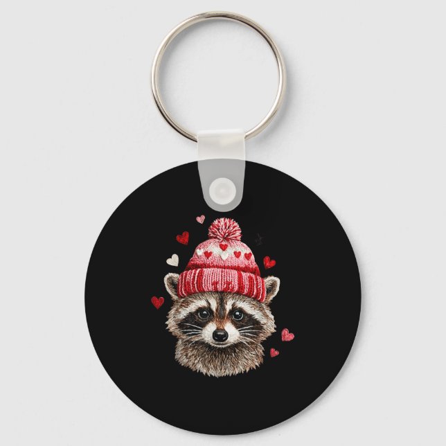Raccoon Valentines Day Funny Feral Raccoon Love He Nyckelring (Framsida)