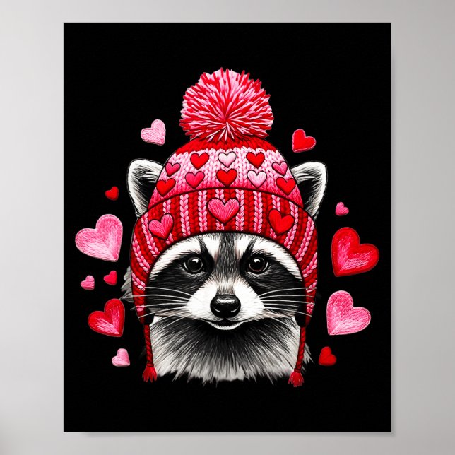 Raccoon Valentines Day Funny Feral Raccoon Love He Poster (Framsidan)