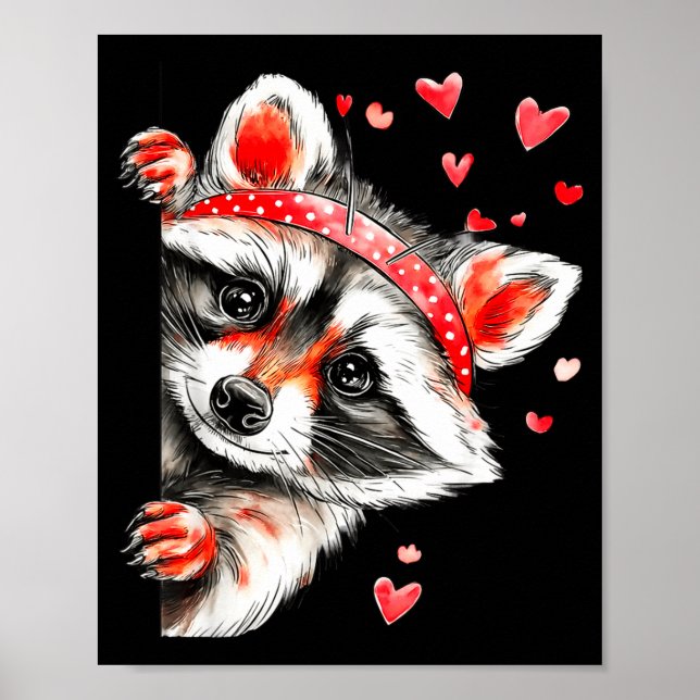 Raccoon Valentines Day Funny Feral Raccoon Love He Poster (Framsidan)