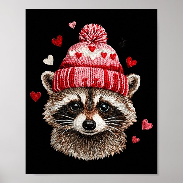 Raccoon Valentines Day Funny Feral Raccoon Love He Poster (Framsidan)