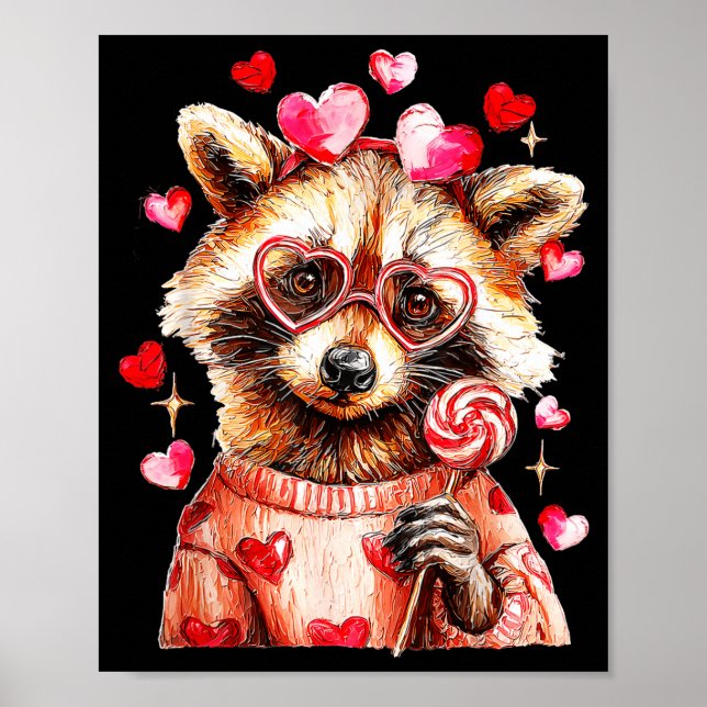Raccoon Valentines Day Funny Feral Raccoon Love He Poster (Framsidan)