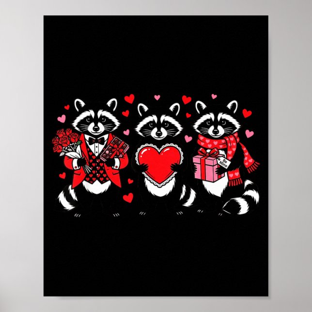 Raccoon Valentines Day Funny Feral Raccoon Love He Poster (Framsidan)