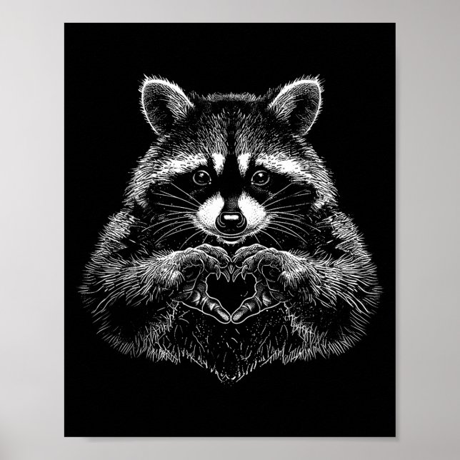 Raccoon Valentines Day Funny Feral Raccoon Love He Poster (Framsidan)