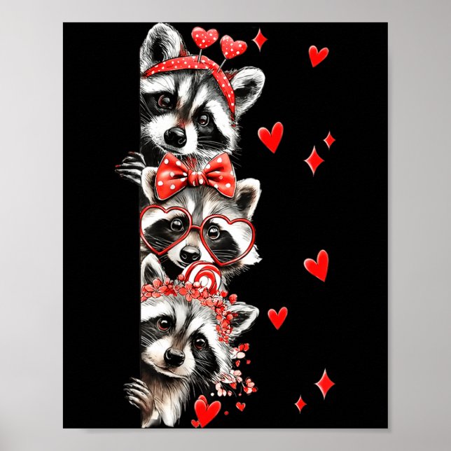 Raccoon Valentines Day Funny Feral Raccoon Love He Poster (Framsidan)