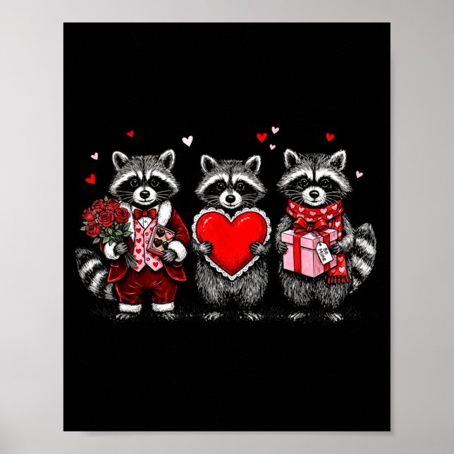 Raccoon Valentines Day Funny Feral Raccoon Love He Poster (Framsidan)