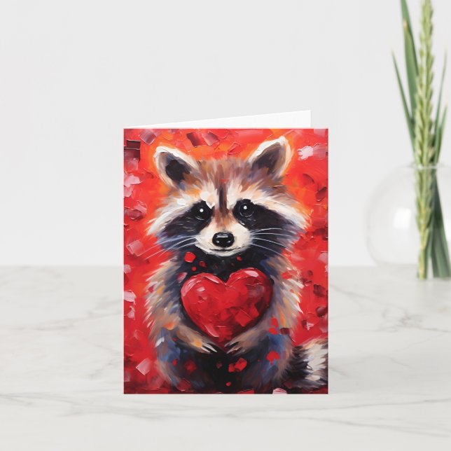 Raccoon Valentines day Helgkort (Framsida)
