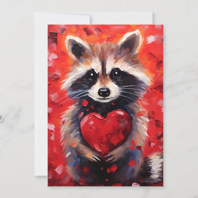 Raccoon Valentines day Julkort (Framsida)