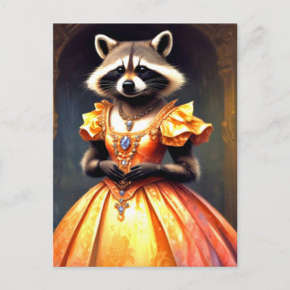 Raccoon Wearing Evening Gown Vykort