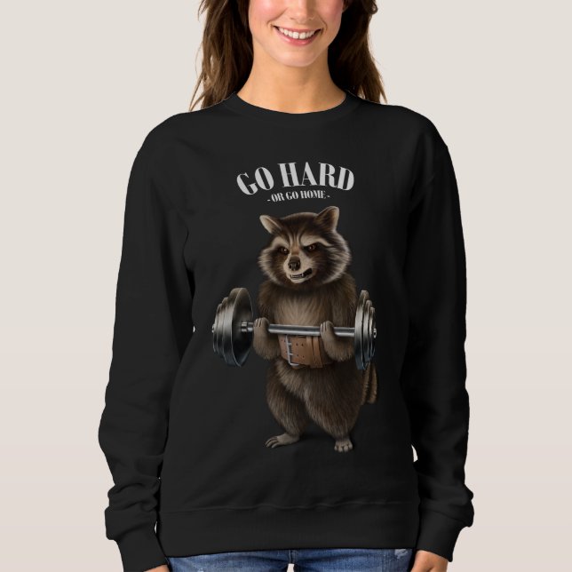 Raccoon Weightlift i Fitness Gym T Shirt (Framsida)