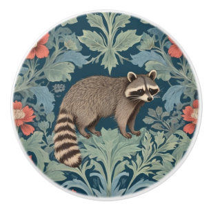 Raccoon William Morris stil Höger Facing Blommigt Knopp
