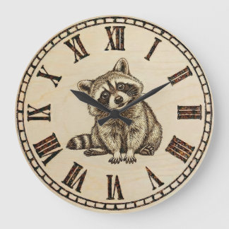 Raccoon Wooden Wall Clock Stor Klocka