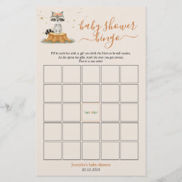Raccoon Woodland Animals Baby Shower Bingo Game