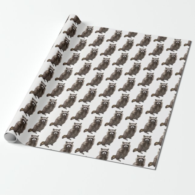 Raccoon Wrapping Papper Roll Presentpapper (Utrullad)