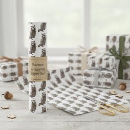 Raccoon Wrapping Papper Roll Presentpapper