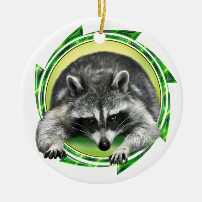 Raccoonansikte Julgransprydnad Keramik (Framsidan)