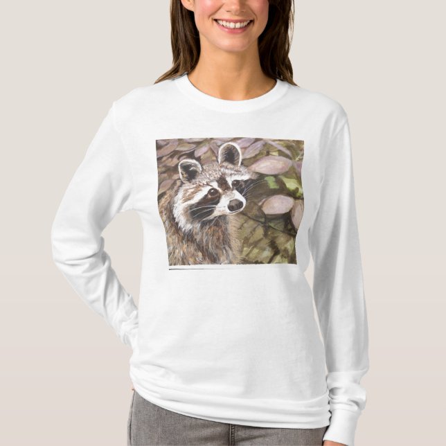 Raccoonkvinna hoodie t-shirt (Framsida)