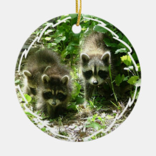 Raccoonlivsmiljöprydnad Julgransprydnad Keramik