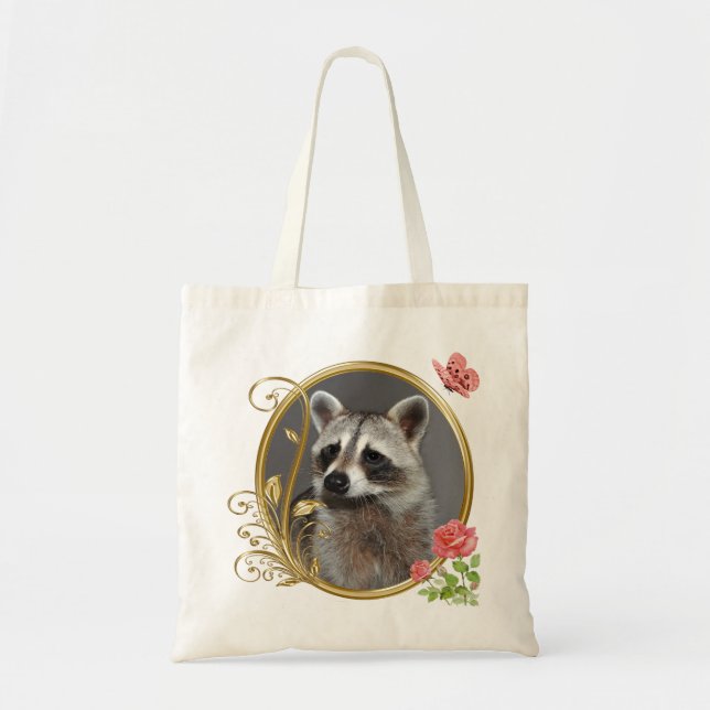 Raccoonporträtt hänger lös tygkasse (Framsidan)