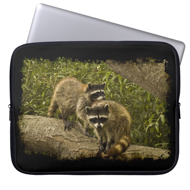 Raccoons Black Kant Laptop Fodral (Framsidan)